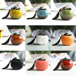 Persimmon Storage Ceramics Tea Caddies with Cover Small Portable Sealed Jar Teas Storage Home Desktop Decorative Cans Teaware 20220610 D3