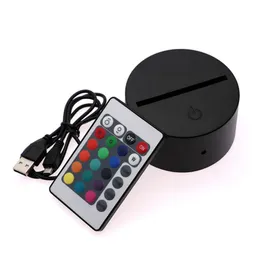 Base de lâmpada de LED de acrílico 3D para noites de bateria 4mm Lights Light Painel de luz USB ou DC RGB Ilusão 5V Hschg