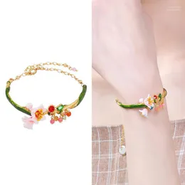 French Fresh Forest Hand-painted Enamel Glaze Flower Bracelet Personality Temperament Adjustable Hand Jewelry Lady Bangle Inte22