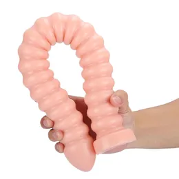 Nova chegada Anal Dildo Pull Bead Long Butt Plug Toys Sexy For Mull Men Men Masturbators Spirl com Copa da Sucção