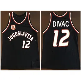 Nikivip #12 Vlade Divac Team Jugoslavija Yugoslavia Retro Classic Basketball Jersey Mens Stitched Custom Number and name Jerseys