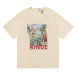 Rhude Brand Printed T Shirt Men Women Round Neck T-shirts Spring Summer High Street Style Quality Top Tees RHUDE Asian Size S-XL Camiseta iffcoat