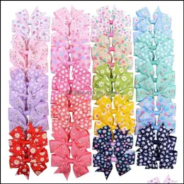 Hair Accessories 20 Color Printed Daisy Sunflower Dots Rib Band Fishtail Bow Baby Hairpin Children Headdress Drop Delivery 2021 Baby Dhlzj