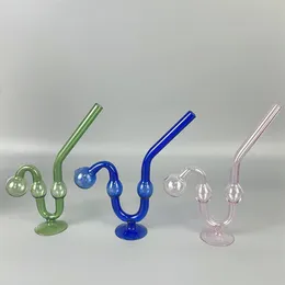 Schlangenartige Ölbrennerrohre aus Glas mit 3 Kugeln zum Rauchen von Tabak, Wasserpfeife, Bubbler-Rig, Bong, Wasserpfeife, Shisha-Röhre