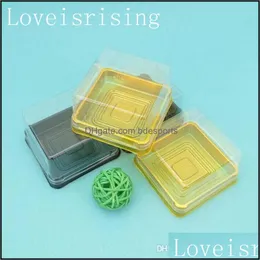 Cupcake Bakeware Kitchen Dining Bar Home Garden Nya ankomster-100 st = 50Set 6.8*6.8*4 cm Clear Plastic Moon Cake Holder Boxes Muffin Cont