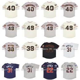 NA85 2010 2012 Retro Madison Bumgarner Jersey 48 Пабло Сандовал 38 Брайан Уилсон 1998 Дейв Уинфилд 22 Уолли Джойнер Винтаж Бейсбол