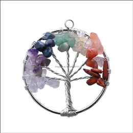 Pendant Necklaces Copper Rainbow 7 Chakra Tree Natural Stone Quartz Necklace Drop Delivery 2021 Jewelry Pendants Dhseller2010 Dhu7N