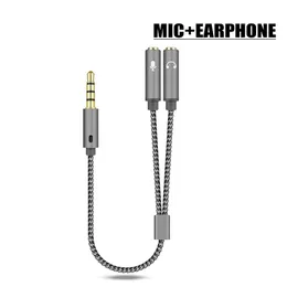 3.5mm Jack Headphone Mic Audio Splitter Cable 2-in-1 Headset Computer Converter Adapter Aux Extension Cable For Smartphone To PC