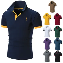 Dropshipping 2021 New Polo Shirt Men Solid Casual Cotton Polo Giraffe Men Slim Fit Embroidery Short Sleeve Men 's Polo