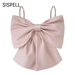 SISPELL Big Bowknot per gilet femminili quadrato senza maniche con spalle scoperte gilet sexy con fionda senza schienale moda 210401