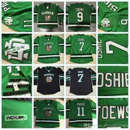 MTHRノースダコタファイティングスー7 TJ OSHIE 9 JONATHAN TOEWS 11 ZACH PARISE COLLEGE HAWKS UNDホッケージャージーメンズダコタ