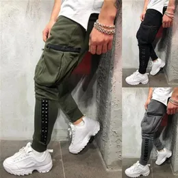 Herrenhose 2022 Stil Hip-Hop Kleine Füße Persönlichkeit Patchwork Leder Männer Mooring Training Drak22