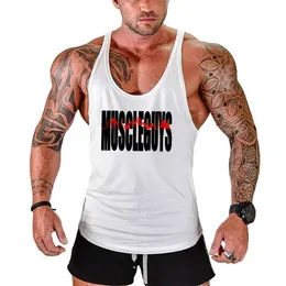Märke fitnesskläder kroppsbyggande stringer tank top män bomull böjd hem y bak ärmlös skjorta träning Vest Gym Singlets 220621
