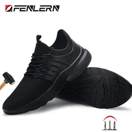 Sapatos de segurança à prova d'água Fenlern Men deslizam em sapatos leves de aço largo de aço feminino S3 Sneakers Sneakers Boots 220809