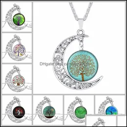 Anhänger Halsketten Halsband Halskette Modeschmuck Galaxy Art Glas Cabochon Mond Beautif Antik Silber Baum des Lebens Statem Carshop2006 Dhdkh