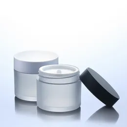 Luxury Frosted PET Plastic Jars 50g Cosmetic Cream Jar with White/Black Lid for lip balm mud mask