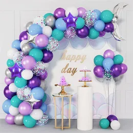 Mermaid Tail Balloon Garland Kit Metallic Confetti Latex Balloons Girl Birthday Baby Shower Party Decorations Mj0736