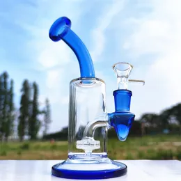 7,5 polegadas azul fofo multicolor cor de vidro Reciclador de vidro Bongo de água de vidro Bongue Tabaco Hookah 14mm Tigela nos armazéns nos EUA