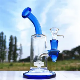 7.5 Inches Blue Cute Multi Colors Glass Bong Recycler Glass Water Bong Pipes Joint Tobacco Hookah 14mm Bowl US Warehouse