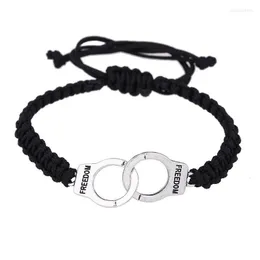 Handcuff Leather Chain Bangle Vintage Adjustable Handmade Bracelet Unisex SM Sign Hand Woven Friendship Couple Link