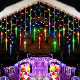 Saiten Weihnachtsdekoration Girlande Licht LED Vorhang Eiszapfen Lichterketten Wasserfall Droop 0,7 m Outdoor Traufe Garten Straße DecorLED