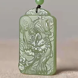 Hänge halsband naturliga Hetian Green Jade handkugghalsband Kvinnor Män hängsmycken smycken toppmärke Jewelrypendant