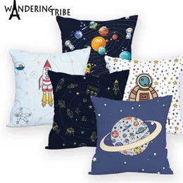 Kudde Case Space Pillow Home Universe Sun Planet Cushion Cover Custom Decorative Cover SpaceShip Cushio 220623