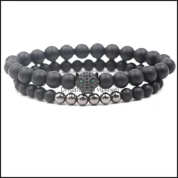 Bracelets de charme Men Bracelet Crystal Hombre Matte Black Natural Stone Vipjewel Droga 2021 J￳ias Vipjewel Dhiuk