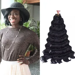 Ocean Wave Crochet Hair 20 Inch Curly Wave For Black Women Ocean Deep Wave Bulk Hair Crochet Braids Syntetiska hårförlängningar LS03