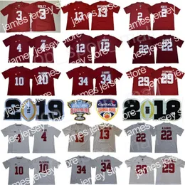 Novas finais de 2019 Alabama Crimson Tide 4 Jerry Jeudy Jerseys 13 Tua Tagovailoa 22 Najee Harris Damien Harris Jalen Hurts Orange Bowl Branco vermelho