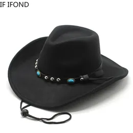 Западные ковбойские шляпы для мужчин Wide Brim Panama Trilby Jazz Hats Travel Party Sombrero Cap папа шляпа с поясом 220514