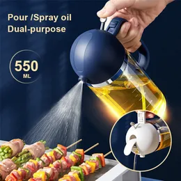 Dubbelanvändning Olivolja Spray Hällande flaska Matlagning Bakning Olja Vinäger Mist Sprayer för BBQ Kök Glasolja Dispenser Bottle 220801