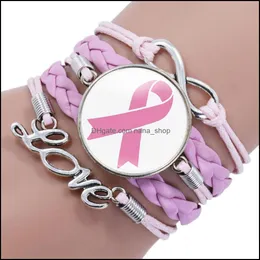 Charm Bracelets Jewelry New Ribbon Breast Cancer Awareness For Women Faith Hope Cure Believe Bangle Fashion Inspirational Drop Delivery