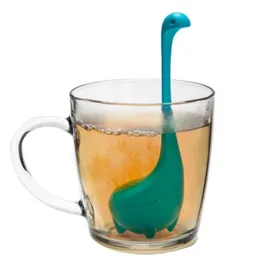 Water Monster Dinosaur Tea Tools Infuser Nessie Teapot Silicone Tea Funnel Strainer Filter Loose Long Handle Teas Maker for Home Office
