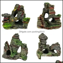 Decorações aquários de peixe suprimentos para animais de estimação para o tanque de jardim doméstico paisca ornamental rockery simation resina aquário decoração entrega 2021