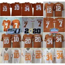 Nik1 150th Texas Longhorns College Football 7 Shane Buechele Jersey 10 Vince Young 20 Earl Campbell 34 Ricky Williams Colt McCoy 98 Brian Orakpo