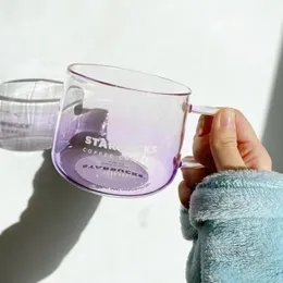 14.54oz Glass Mug Gradient Purple Starbucks Coffee Cup Supports Custom