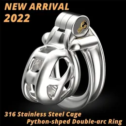 BLACKOUT 316 Stainless Steel Python V6 Design Male Chastity Device Cobra Cock Cage Pythonshaped Penis Ring Adult Sex Toys 220520