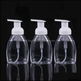 Bottiglie di imballaggio Office School Business Industrial 300Ml Disinfettante per le mani Bottiglia di schiuma Pompa di plastica trasparente a forma di ventaglio per cosmetici Loti