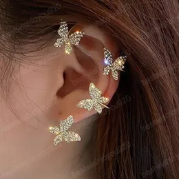 Korean Style Butterfly Ear Clips Without Piercing For Women Sparkling Zircon Ear Cuff Earrings Wedding Party Jewelry Gifts