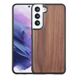 حالات الهاتف الخشبية الطبيعية لـ Samsung Galaxy S22 Ultra Wooden Spirt Back Cover بالإضافة إلى إطار TPU الناعم