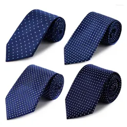 Laço amarra 100% de seda real de 8,5 cm de gravata azul listrada decote preto sólido de pescoço de pescoço de bolinhas de bolinhas noivo B123 Fier22