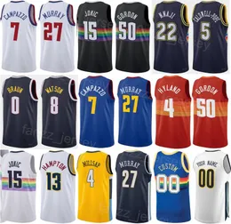 Baskı Kazanılan Simge Basketbol Edition Zeke Nnaji Jersey 22 Ish Smith 4 Kentavious Caldwell-Pope 5 Christian Braun 0 Peyton Watson 8 Demarcus Cousins ​​4 Spor Erkek Kadın