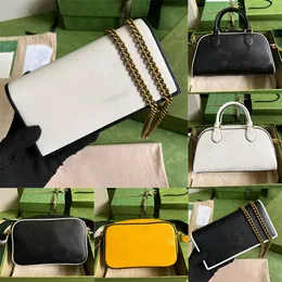 Liten axelväska plånbok med kedja trefoil tryck läder designer kvinnor herr duffelbag grön och röd webbband handväska kristallduk handväska crossbody