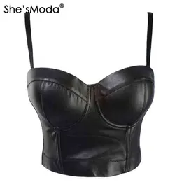 SHE'SMODA PU Couro Bralet Bustier Bustier Bra Night Club Party Collupped Top Colete Plus Size G220414