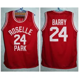 Nikivip Roselle Park High School Rick Barry #24 Maglia da basket retrò da uomo cucita con nome e numero personalizzato