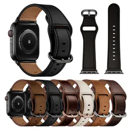 Per Apple Watch Strap Leather Women Luxury Watch Bands per iWatch Series 1 2 3 4 5 6 7 8 SE Men Watch Accessori di ricambio Cinturino da polso 38m 40mm 42mm 45mm