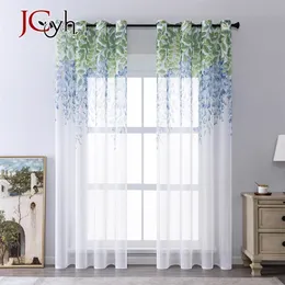 JCYH Wisteria Flower Design Tulle Tenda per soggiorno Camera da letto Finestra Sheer Home Decor Filtraggio della luce Formato personalizzato 220511