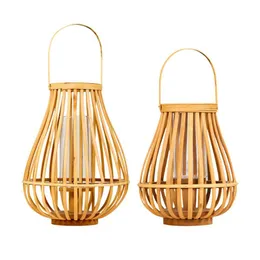 Candle Holders Log Rattan Floor Lantern Hand Woven Hanging Windproof Ornaments Candlestick Holder Home Balcony Decoration CraftsCandle