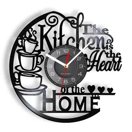 Mutfak Kalbi Ev İlham Vinil Kayıt Saati Modern Tasarım Duvar İzleme Dekor Gürültüsiz Zamanları 220627